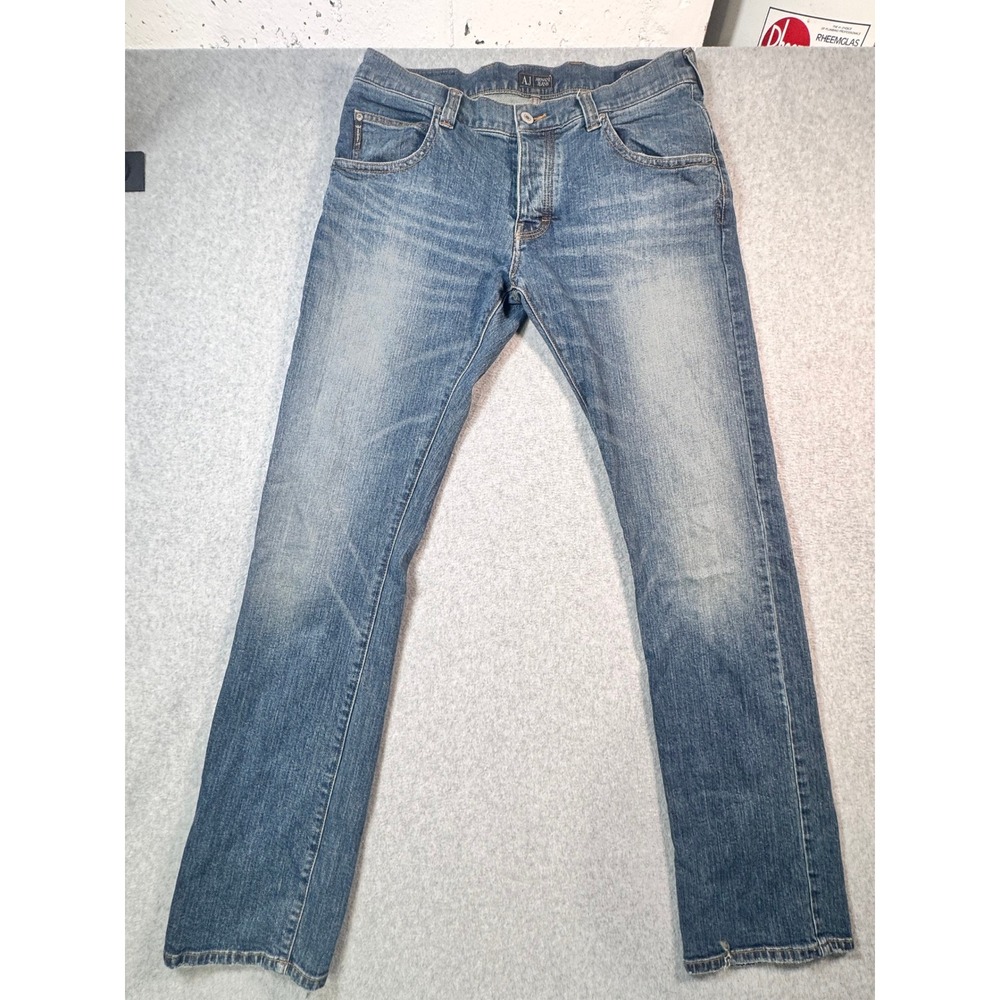 Armani Jeans Mens J087C Classic Wash Straight Leg Denim Blue Size 34 EU